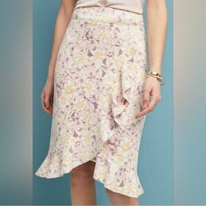 Anthropologie Floral Asymmetrical Skirt